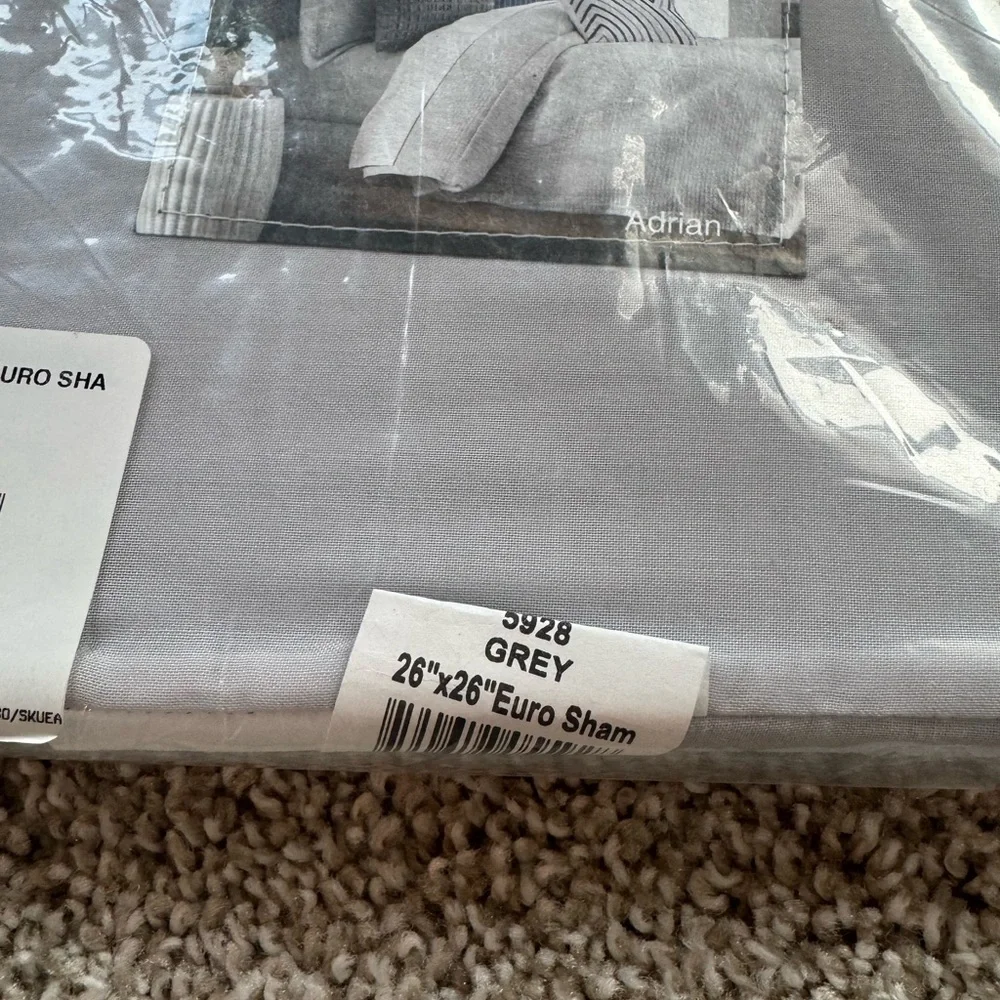 Madison Euro Sham Bundle 100% Cotton Euro Sham 26x26 Gray Euro Sham set of 3 NEW